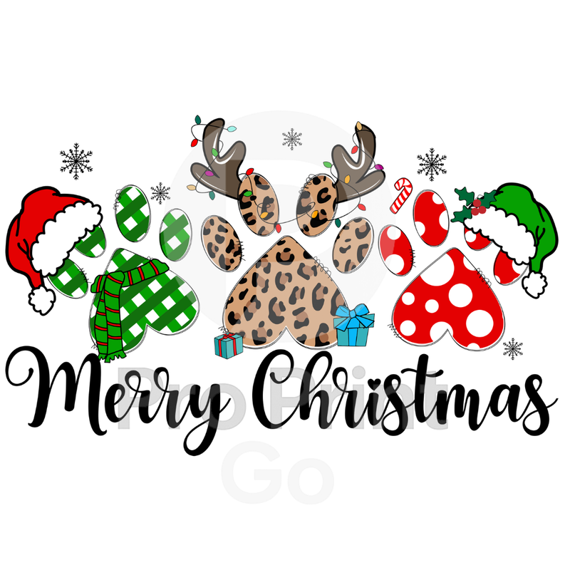 Christmas Ready-to-Press DTF Transfer | Merry Christmas Paws