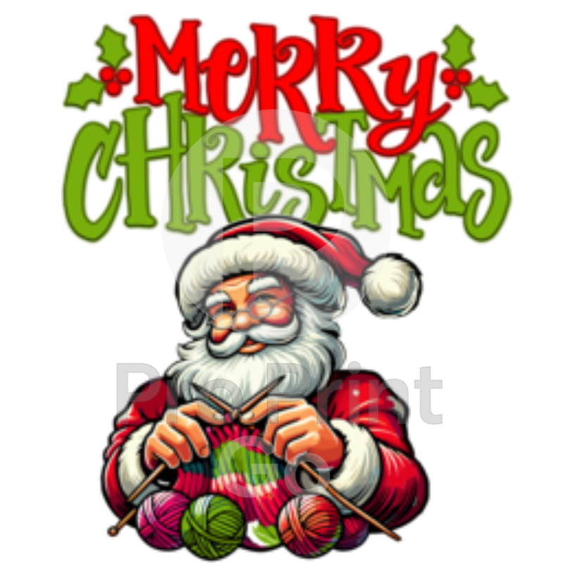 Christmas Ready-to-Press DTF Transfer | Merry Christmas Knitting Santa