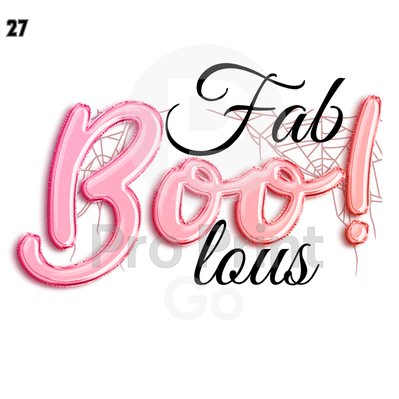Halloween Ready-to-Press DTF Transfers | Fab-Boo-Lous Pink