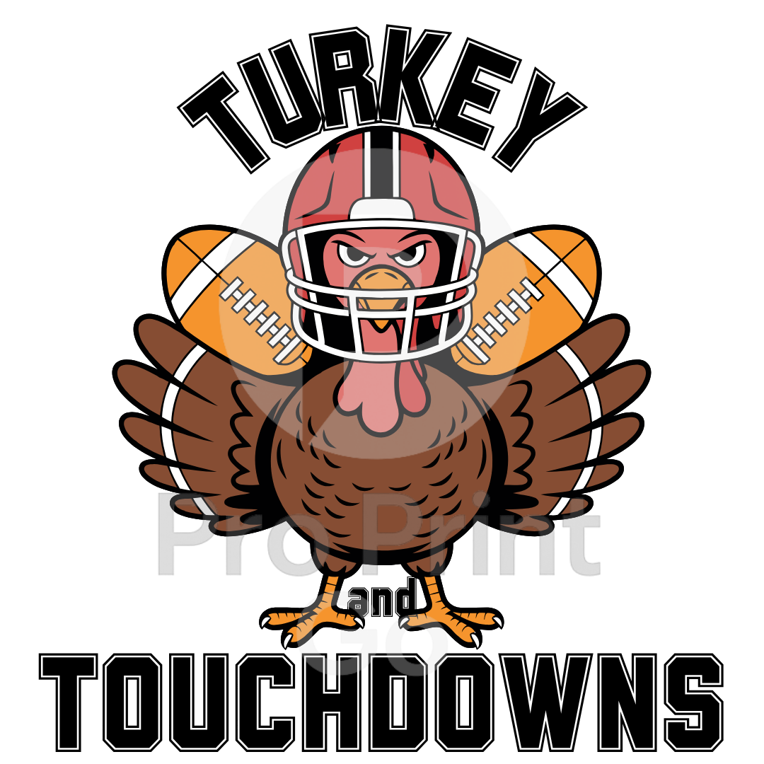 Thanksgiving Ready-to-Press DTF Transfer | Turkey & Touchdowns