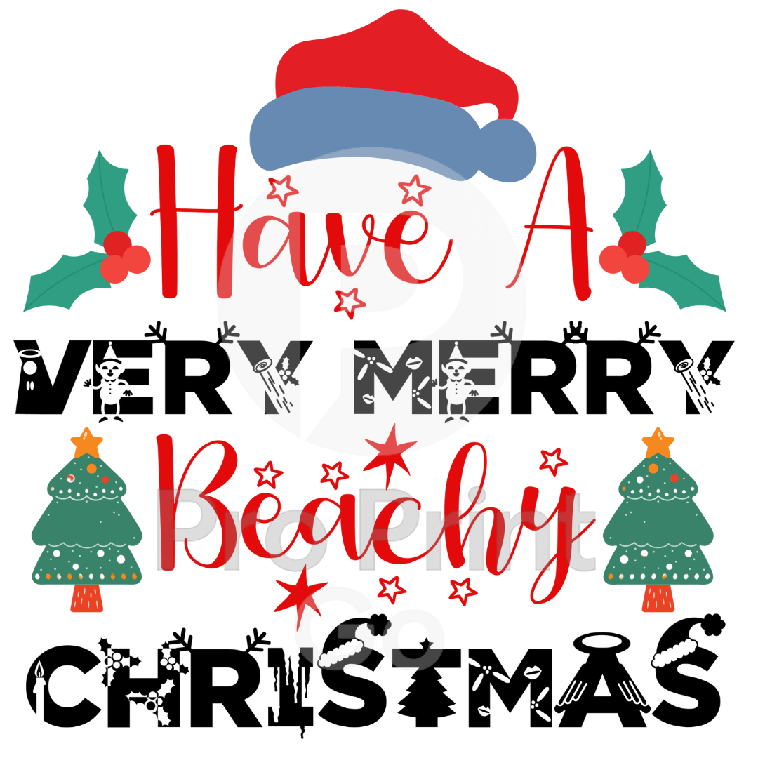 Christmas Ready-to-Press DTF Transfer | Have A Very Merry Beachy Christmas
