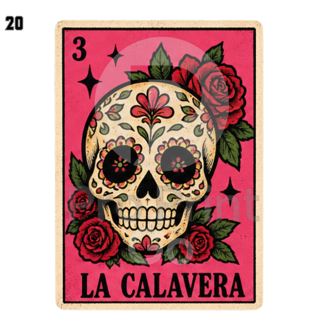 Halloween Ready-to-Press DTF Transfers | La Calavera Loteria