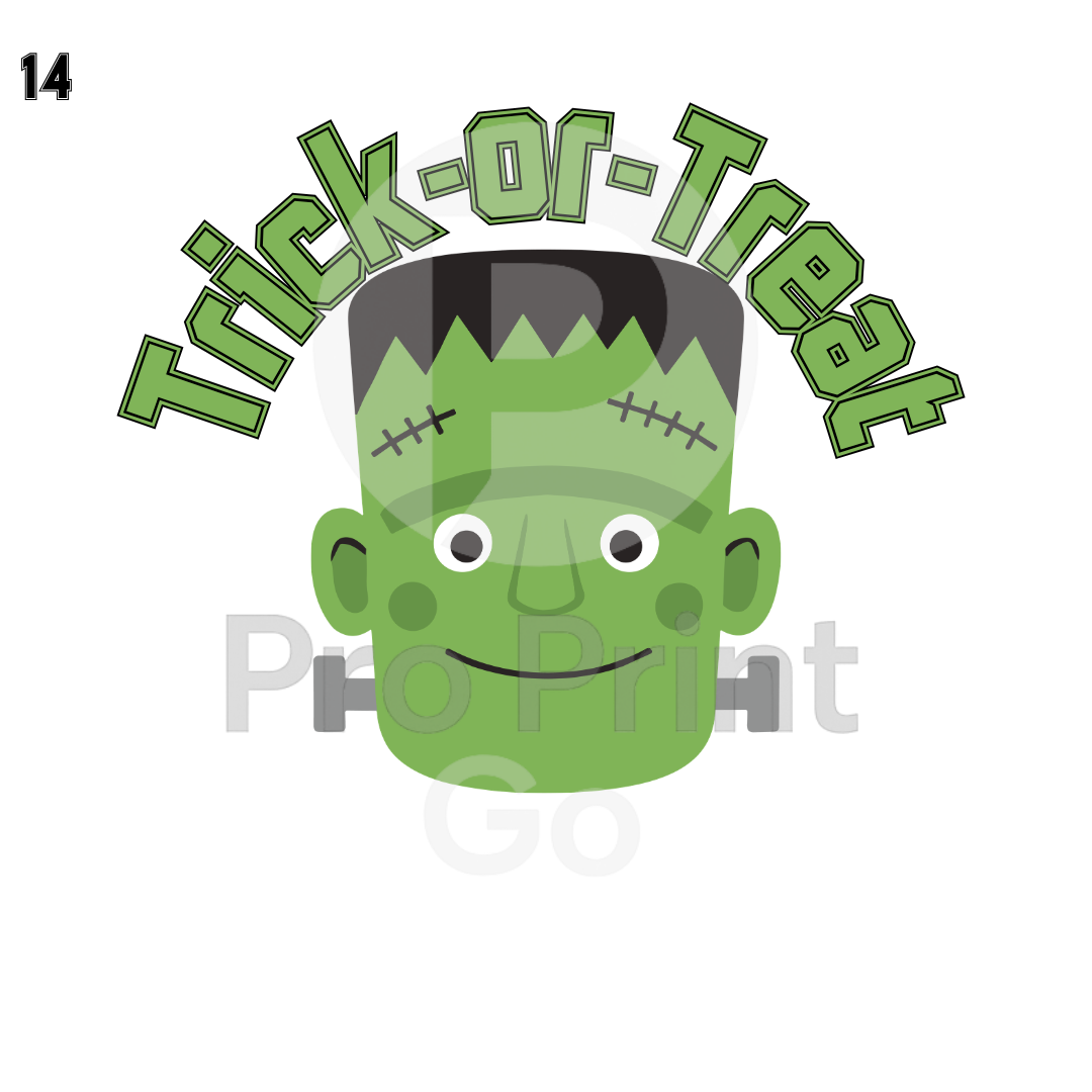 Halloween Ready-to-Press DTF Transfers | Trick-or-Treat Frankenstein
