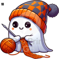 Halloween Ready-to-Press DTF Transfers | Knitting Ghost