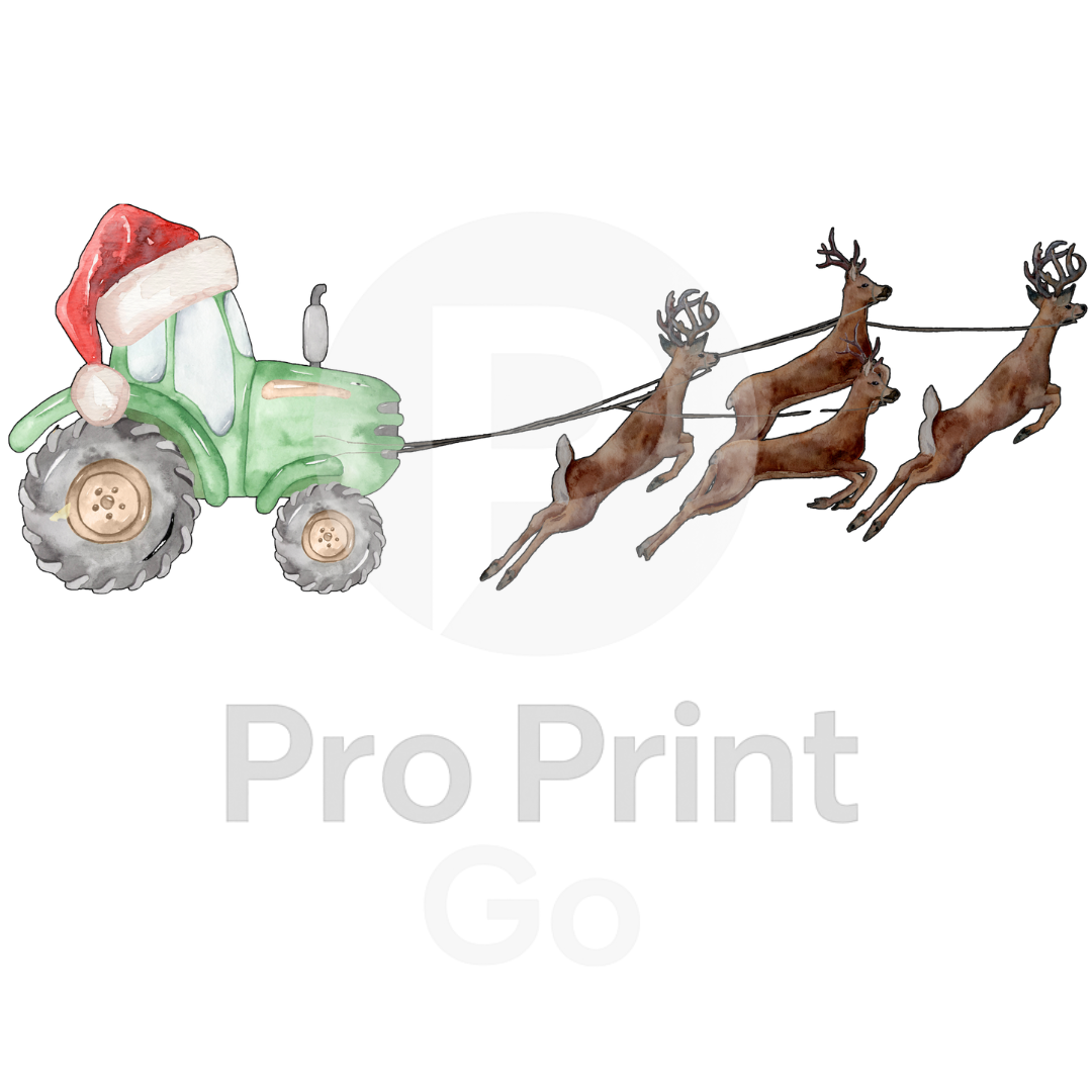 Christmas Ready-to-Press DTF Transfer | Tractor Reindeer