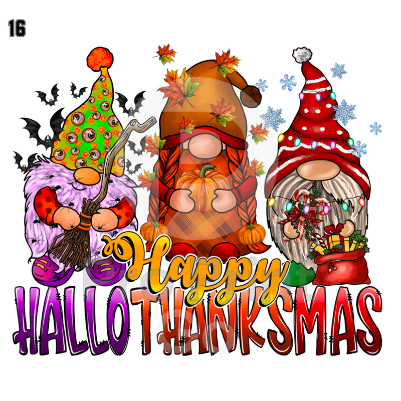 Halloween Ready-to-Press DTF Transfers | Happy Hallo-Thanks-Mas